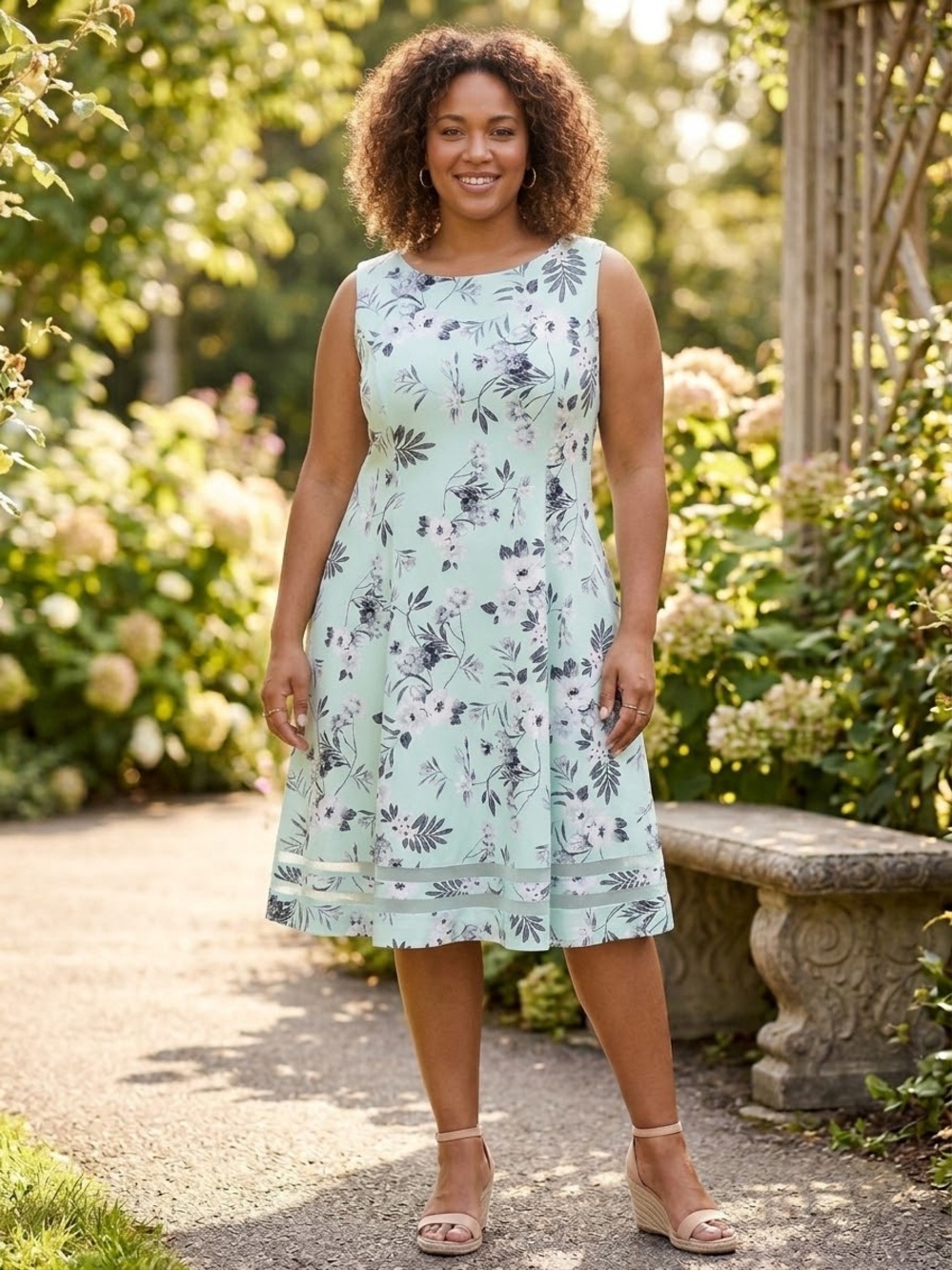 Calvin Klein Mint Green Floral Midi Dress